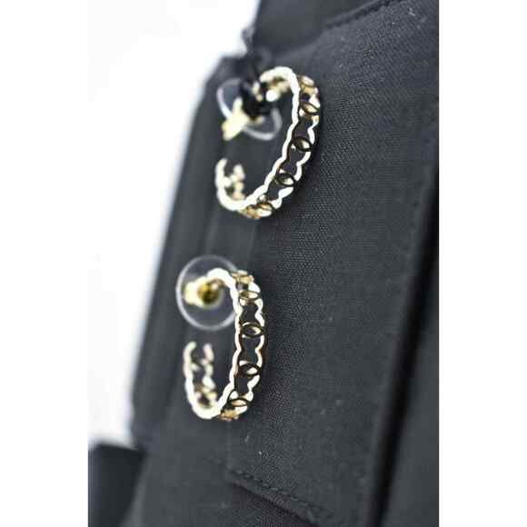 Chanel 21A Gold Metal Interlocking CC Logo Dangle Drop Statement Hoop Earrings - Picture 8 of 12